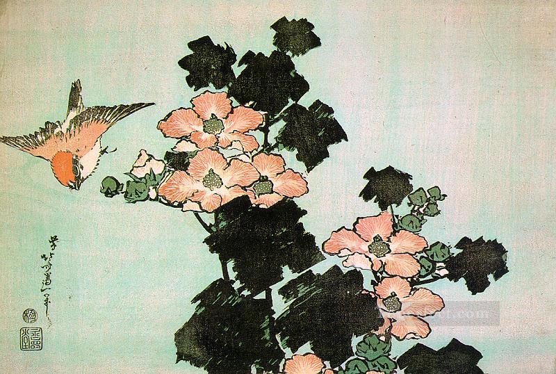 hibisco y gorrión Katsushika Hokusai Ukiyoe Pintura al óleo